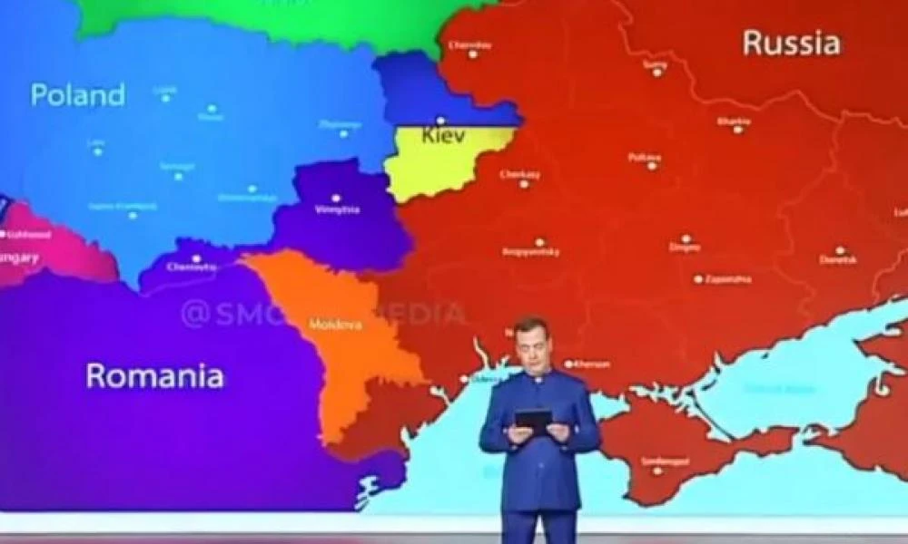 Σόου Μεντβέντεφ: Εξαφάνισε σχεδόν όλη την Ουκρανία από το χάρτη - «Η Ουκρανία είναι σίγουρα... Ρωσία» (Βίντεο)